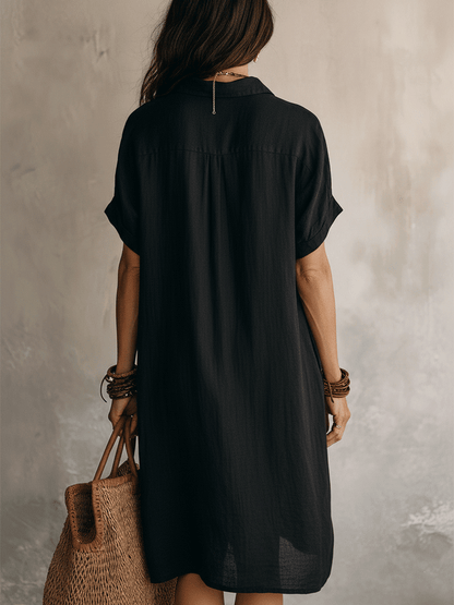 Celeste | Vestido camisero de lino y algodón con botones