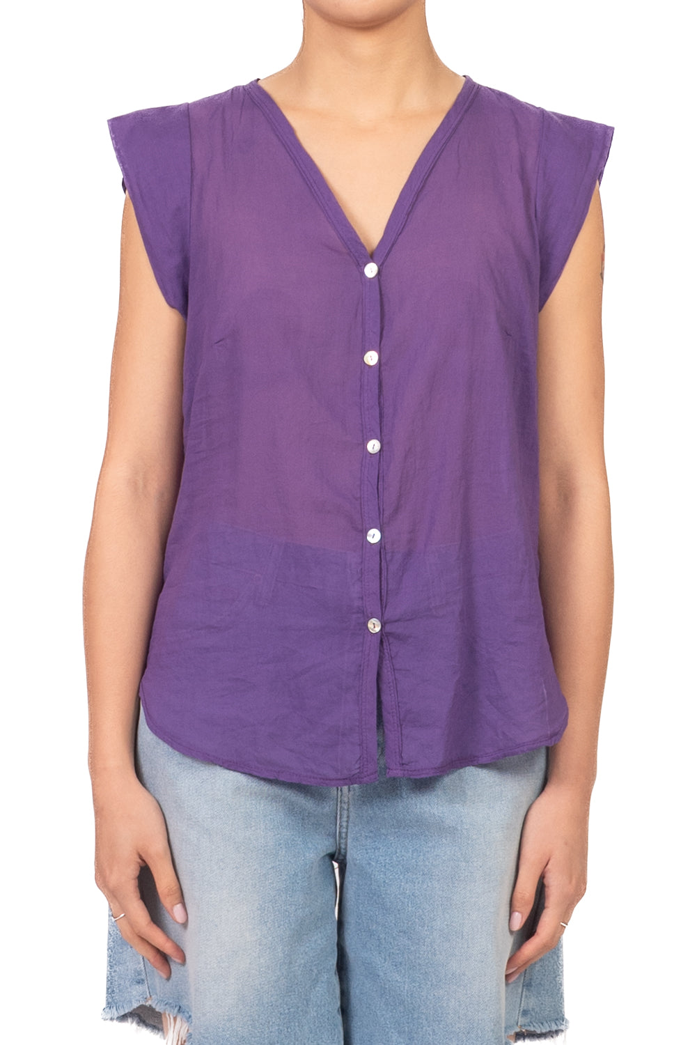 Elena | Camisa sin mangas de muselina
