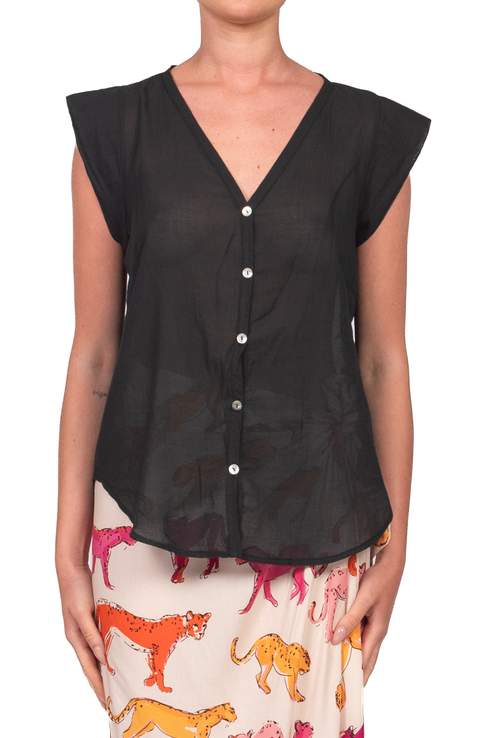 Elena | Camisa sin mangas de muselina
